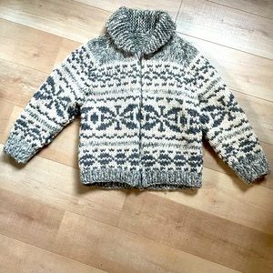 Womens grey and white cowichan sweater